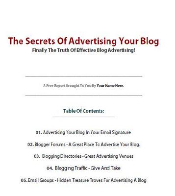 Product picture *new* The Secrets of Advertising Your Blog Report with PLR